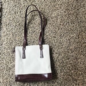 Liz Claiborne light Cream  and Brown Shoulder Bag